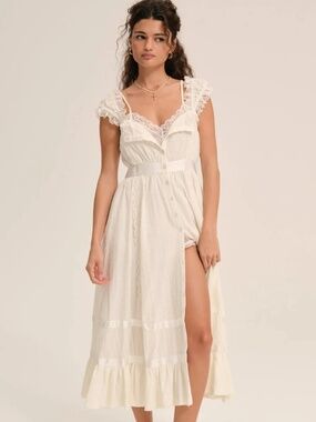 For Love And Lemons | Dresses | For Love Lemons Liya Lace Inset Vintage Midi  Dress | Poshmark